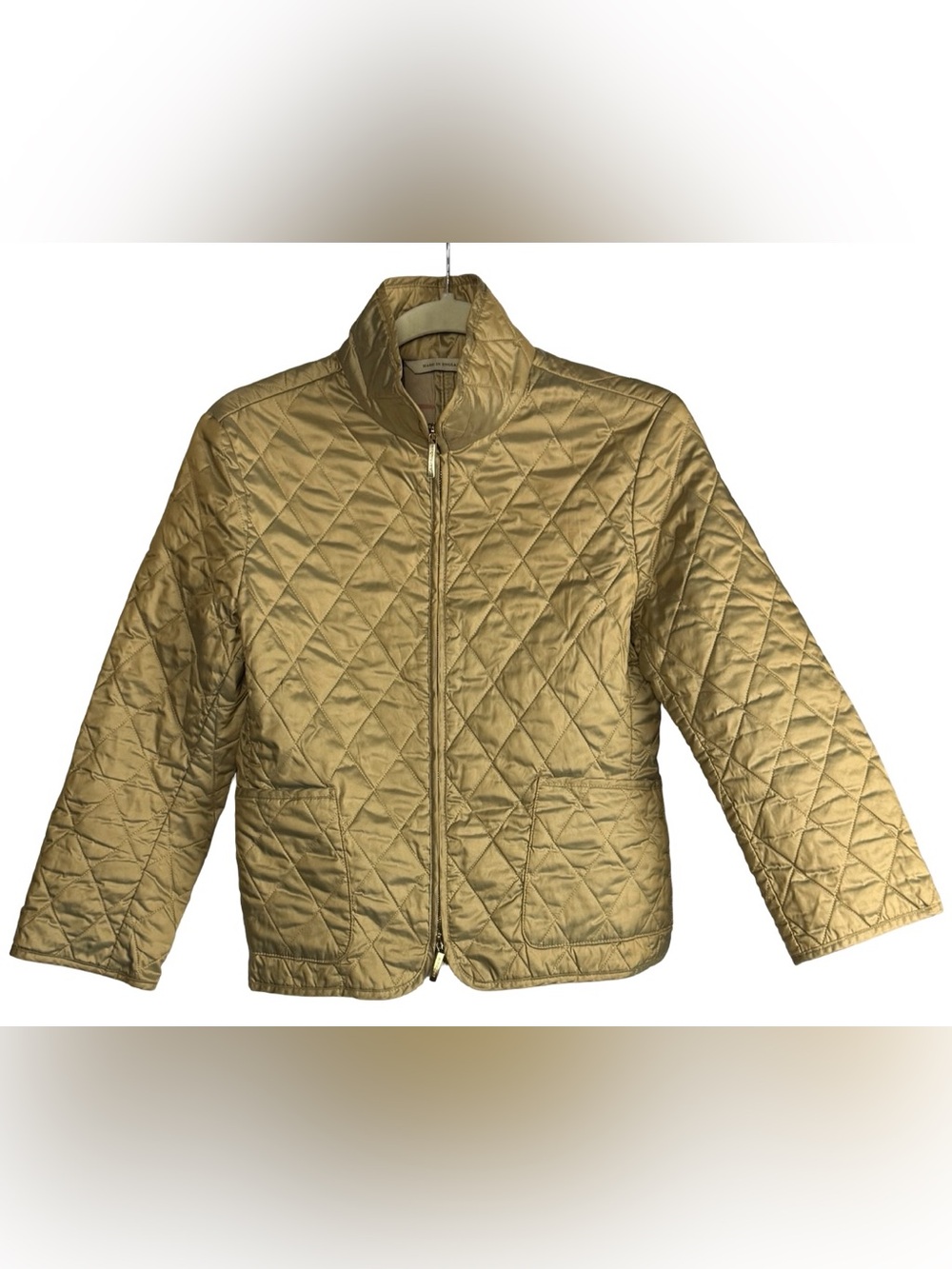 Vintage Burberry London Quilted Jacket Gold Size S Made In England